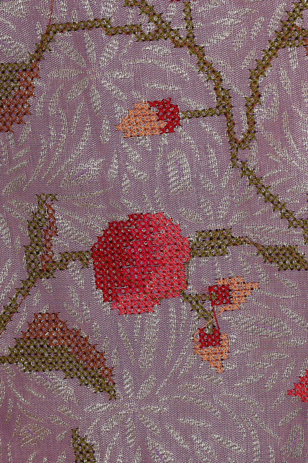 Image of Lavender Silk Embroidered Saree